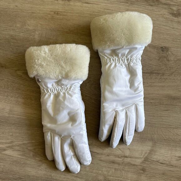 Ugg All Weather Leather Gloves White Gray Women’s L/XL Touch Screen Compatible - Picture 2 of 10